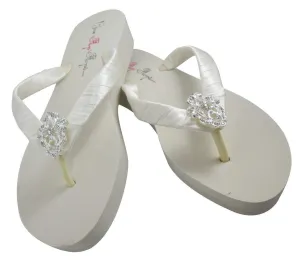 Vintage Lace Low Ivory or White Wedge Bridal Flip Flops