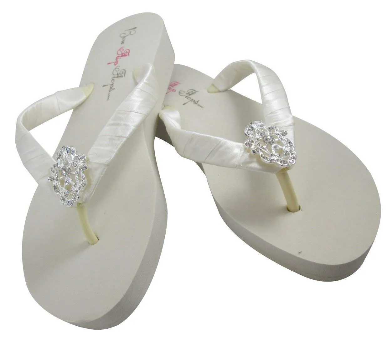 Vintage Lace Low Ivory or White Wedge Bridal Flip Flops