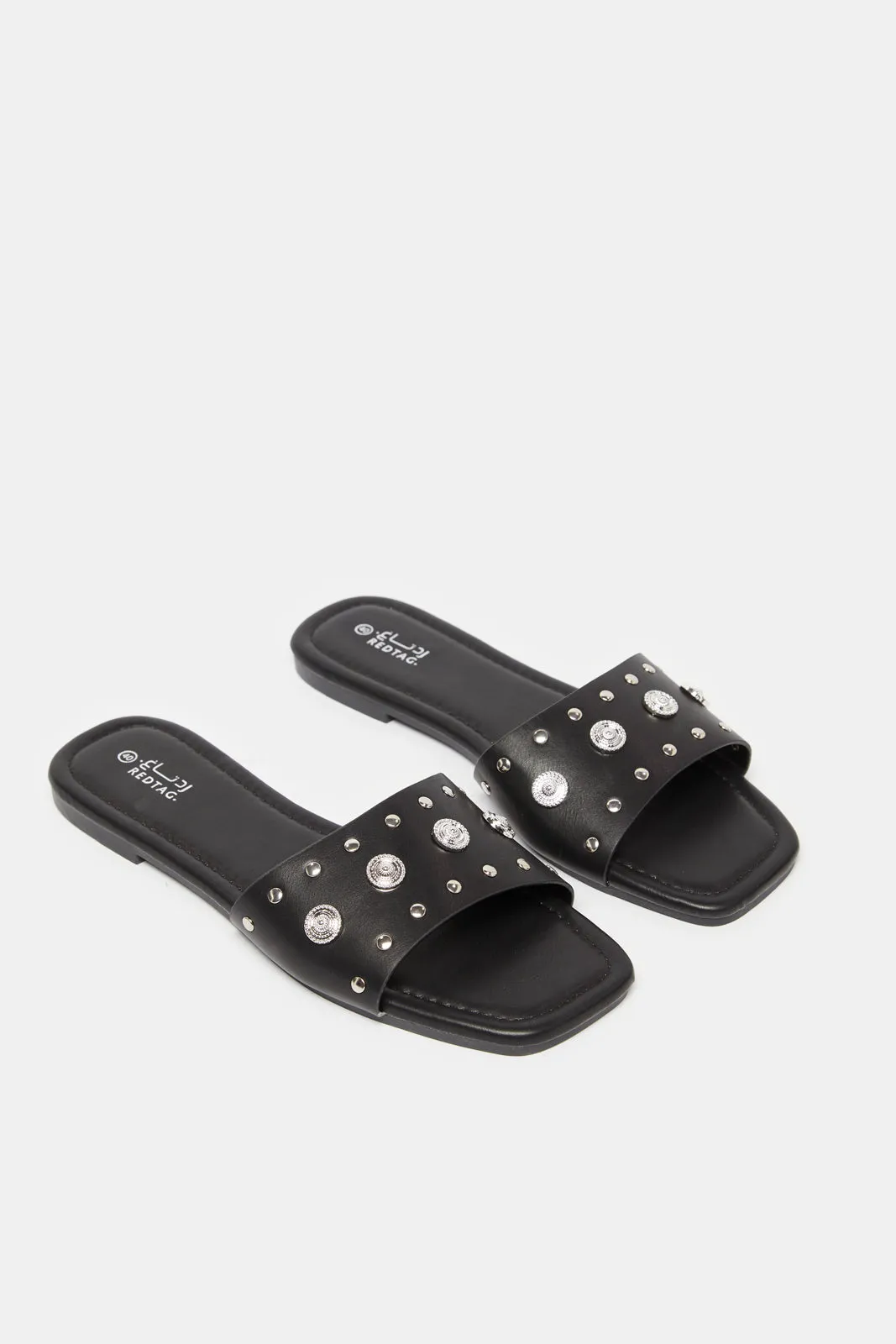 Women Black Studs Mule