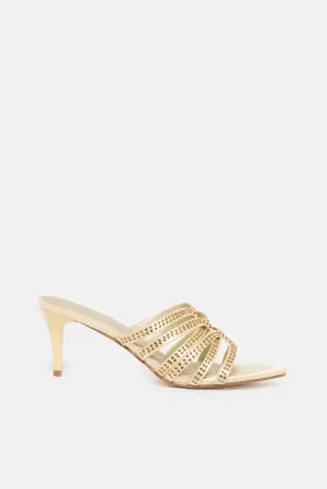 Women Gold Embellished Mule