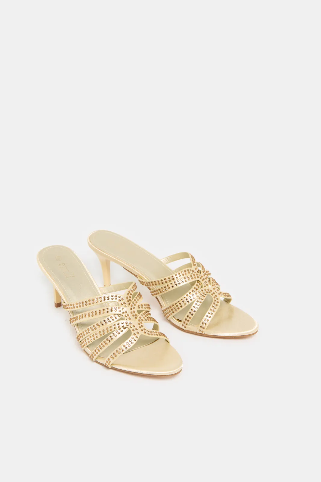 Women Gold Embellished Mule