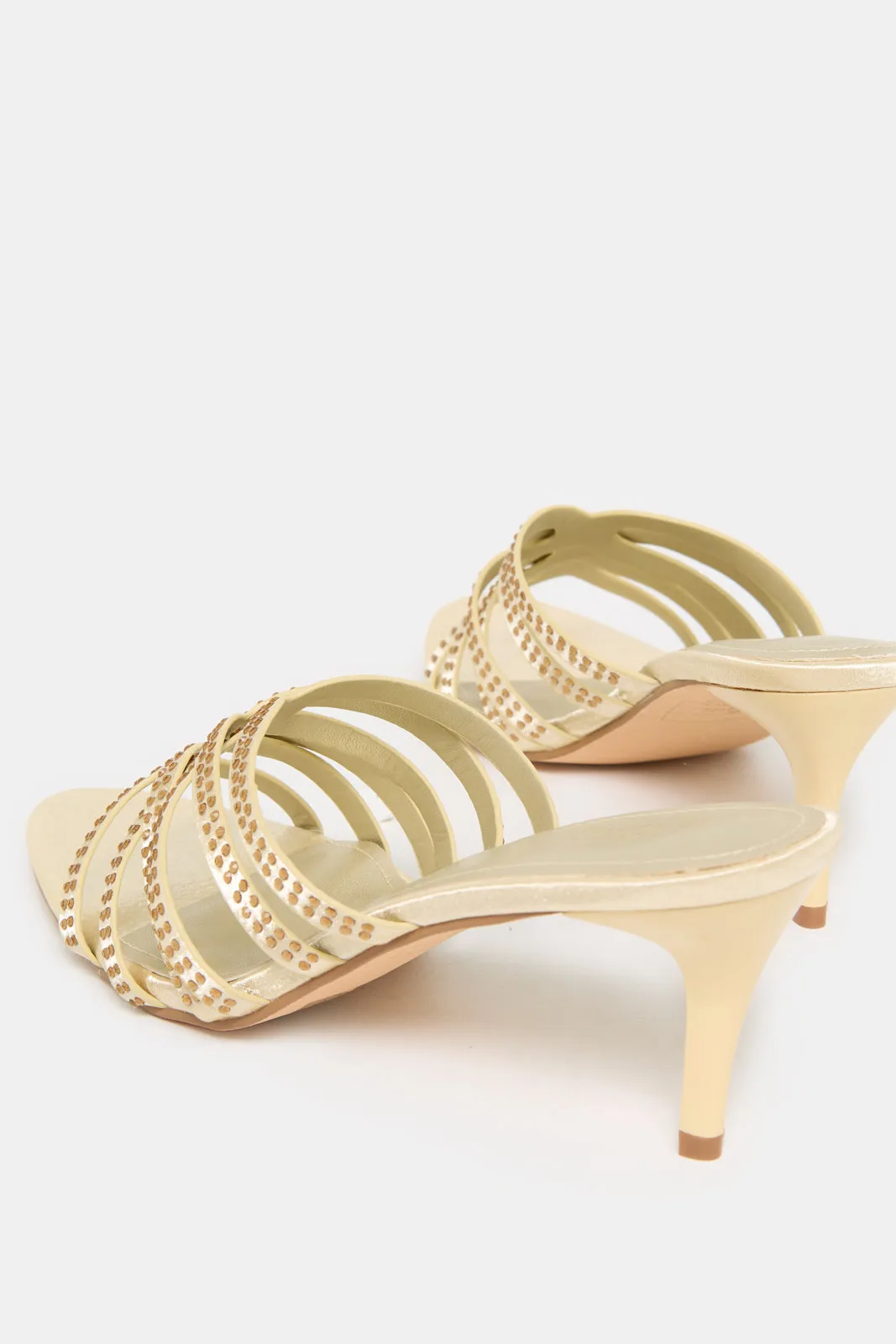 Women Gold Embellished Mule