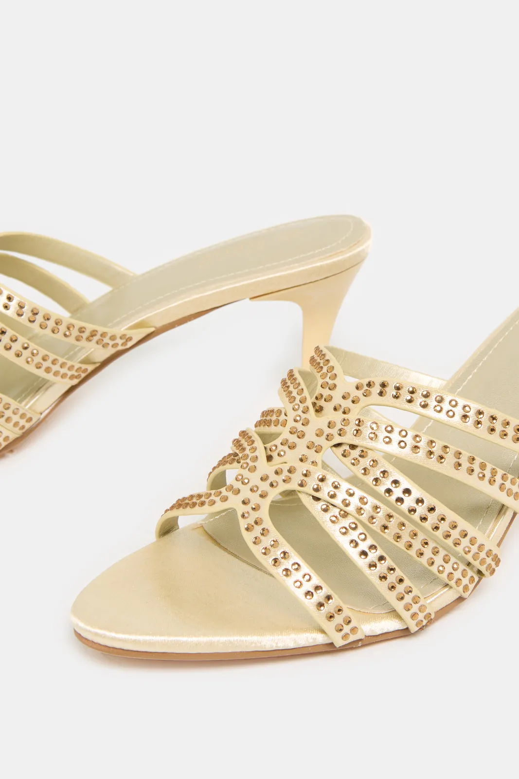 Women Gold Embellished Mule
