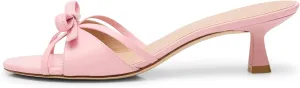 Women Heeled Sandals Mules Round Open Toe Bow Slides Low Kitten Heels Silp On Slippers Casual Stiletto Wedding Dress Slide Shoes