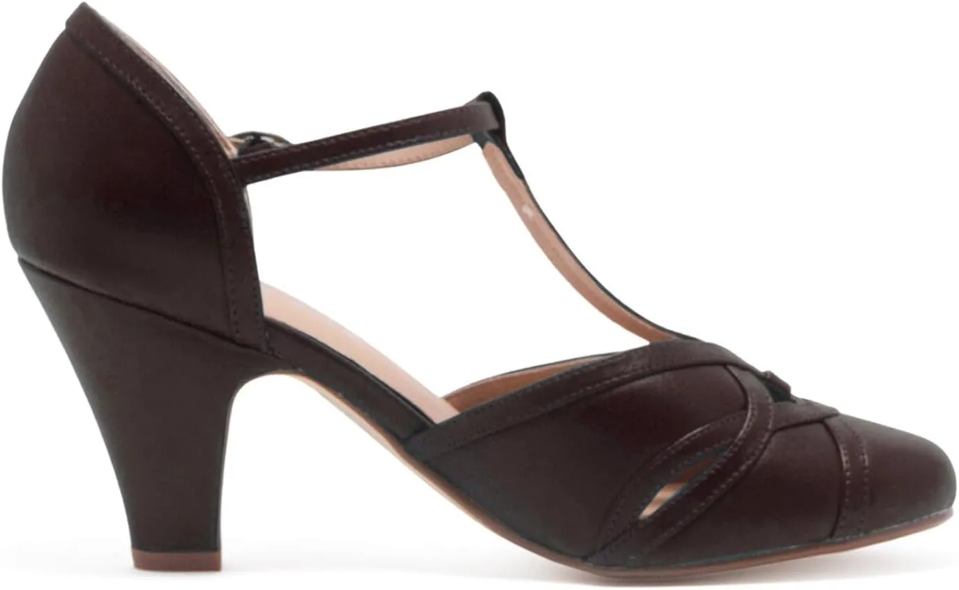 Women Kitten Heel Mary Janes Closed Round Toe Ankle T-Strap Mary Jane Pumps Cut Out 3 inch Kitten Heel Sandals Strappy Ankle Strap Buckle Mary Jane Heels Retro Vintage Wedding 4-11 M US