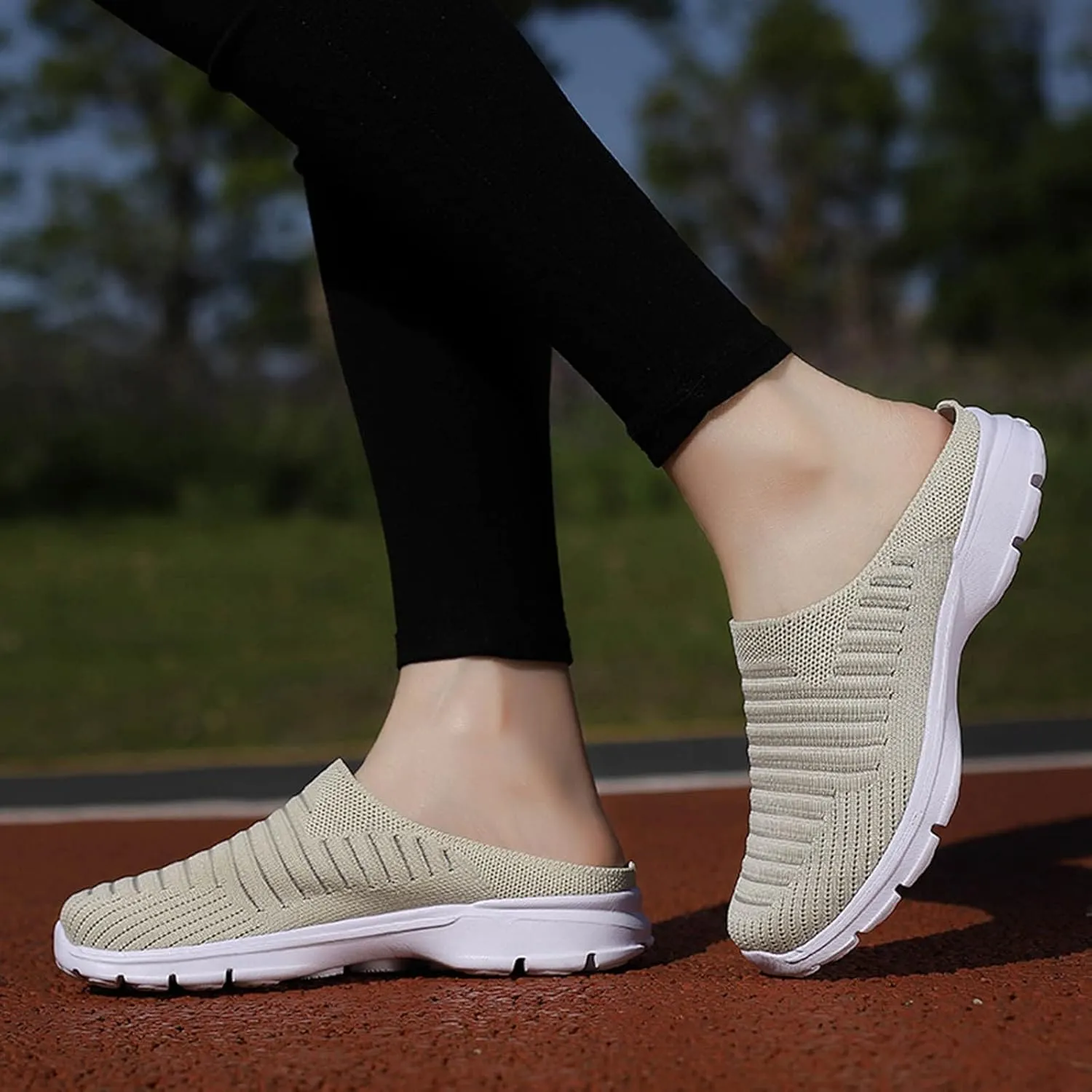 Women's Casual Slip on Half Shoes Breathable Running Shoes for Women Mesh Breathable Casual Dress Shoes White Platform Sneakers White Tennis Shoe Casual Loafers