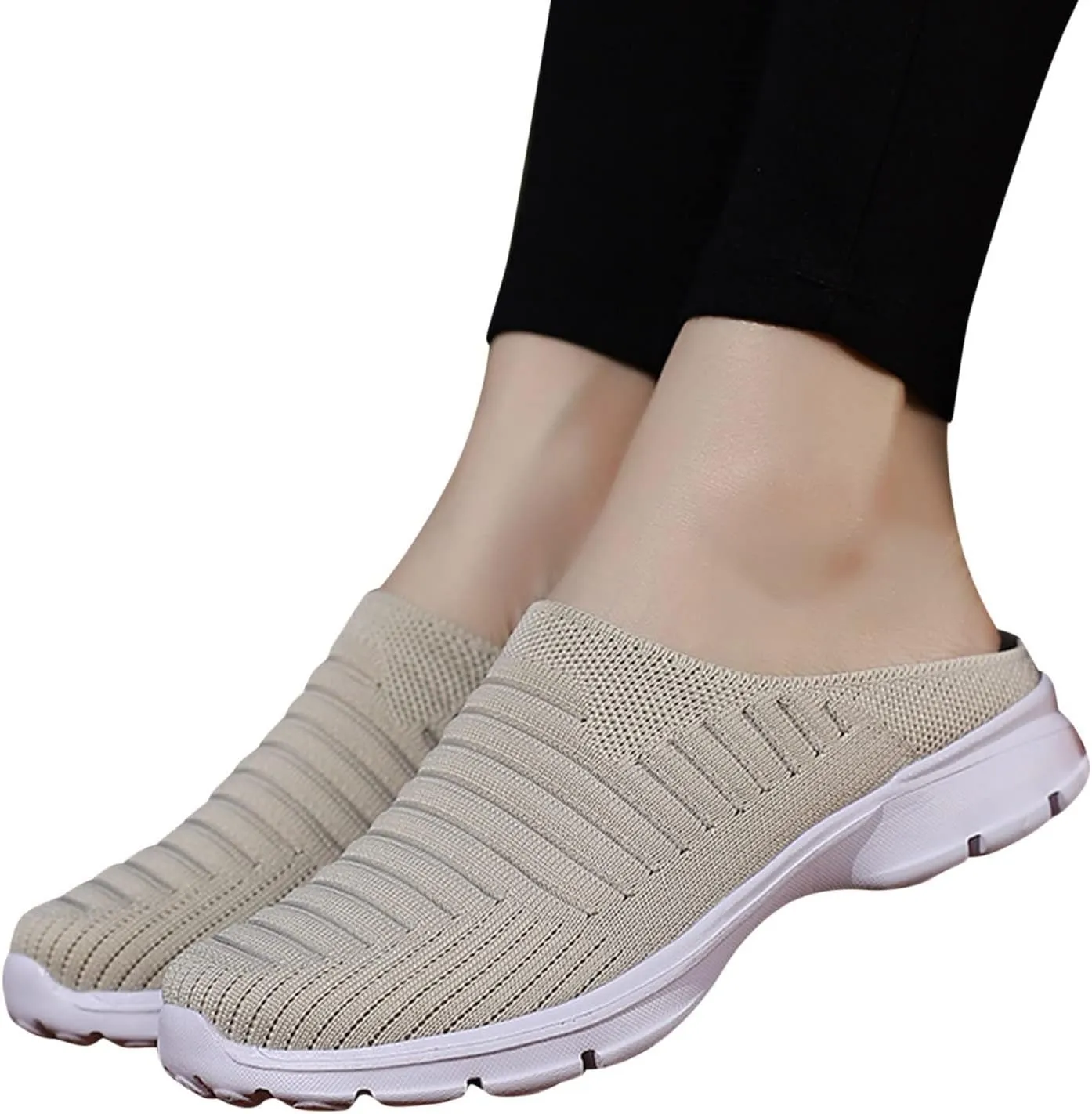 Women's Casual Slip on Half Shoes Breathable Running Shoes for Women Mesh Breathable Casual Dress Shoes White Platform Sneakers White Tennis Shoe Casual Loafers
