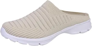 Women's Casual Slip on Half Shoes Breathable Running Shoes for Women Mesh Breathable Casual Dress Shoes White Platform Sneakers White Tennis Shoe Casual Loafers