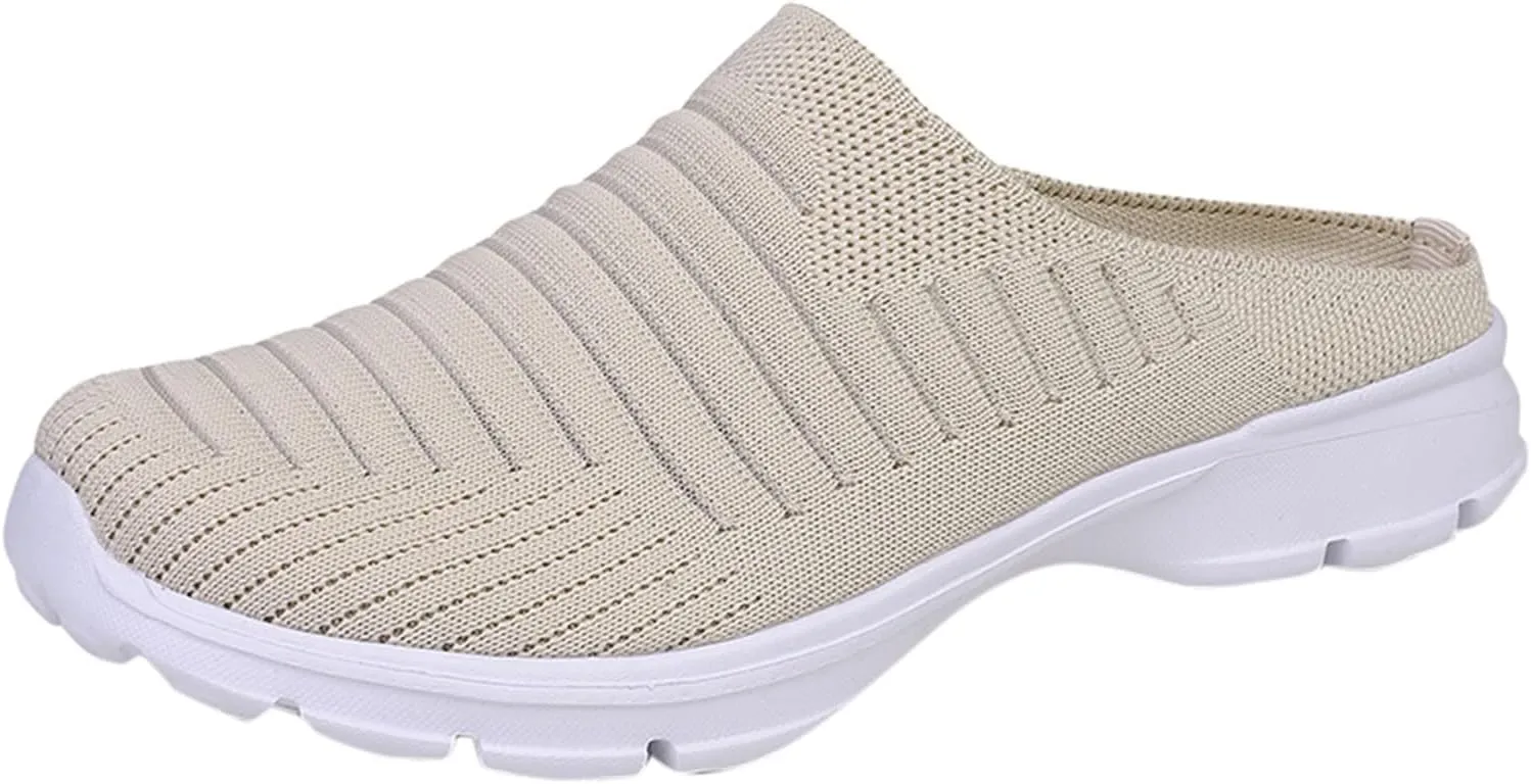 Women's Casual Slip on Half Shoes Breathable Running Shoes for Women Mesh Breathable Casual Dress Shoes White Platform Sneakers White Tennis Shoe Casual Loafers