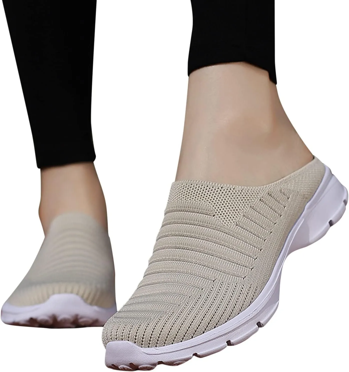 Women's Casual Slip on Half Shoes Breathable Running Shoes for Women Mesh Breathable Casual Dress Shoes White Platform Sneakers White Tennis Shoe Casual Loafers