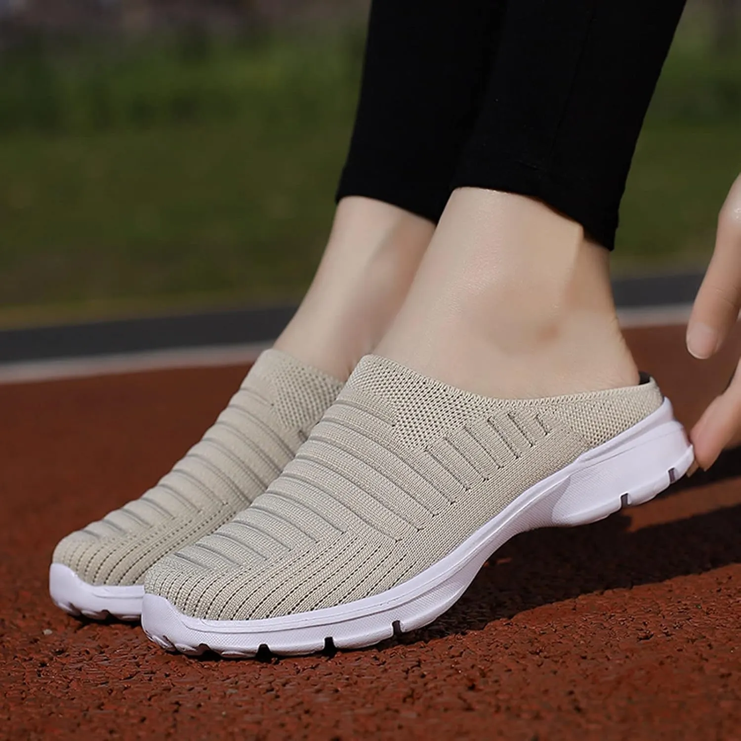 Women's Casual Slip on Half Shoes Breathable Running Shoes for Women Mesh Breathable Casual Dress Shoes White Platform Sneakers White Tennis Shoe Casual Loafers