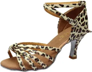 Women's Latin Dance Shoes Satin Professional Heeled Ballroom Salsa Practice Performance Tango Party Dance Shoes