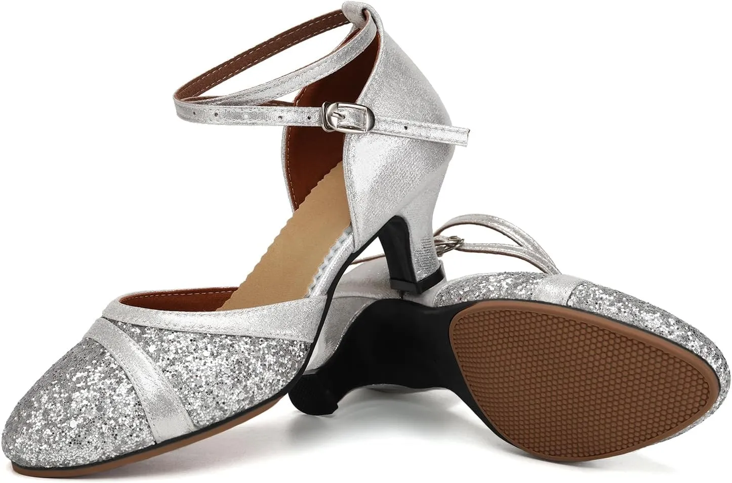 Women's Latin Dance Shoes Sequin Closed Toe Ballroom Salsa Practice Performance Dance Shoes