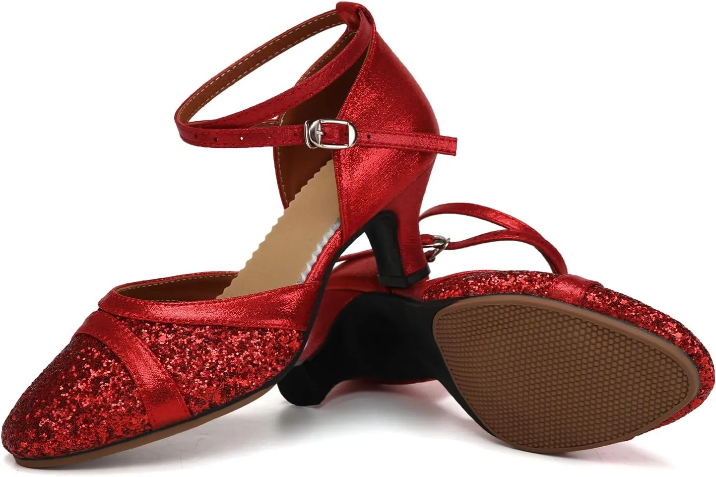 Women's Latin Dance Shoes Sequin Closed Toe Ballroom Salsa Practice Performance Dance Shoes