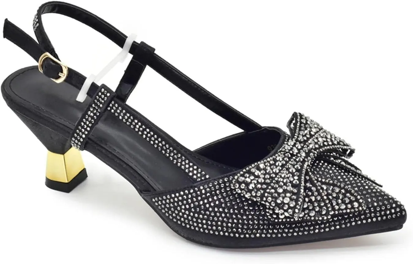 Womens Luxury Shoe and Bag Set for Party Sparkly Rhinestone Purse for Weddings Shiny Elegant Heeled Shoes