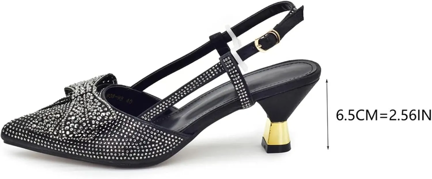 Womens Luxury Shoe and Bag Set for Party Sparkly Rhinestone Purse for Weddings Shiny Elegant Heeled Shoes