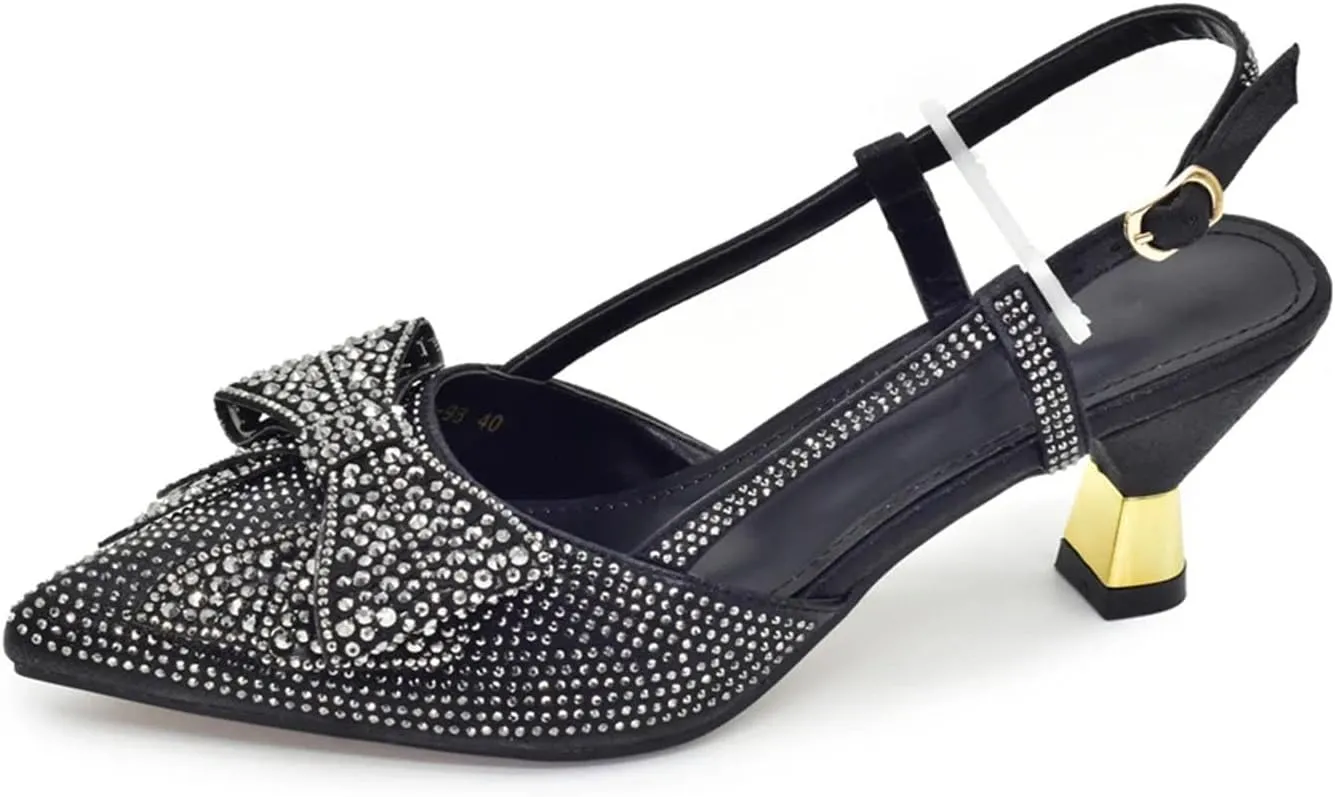 Womens Luxury Shoe and Bag Set for Party Sparkly Rhinestone Purse for Weddings Shiny Elegant Heeled Shoes