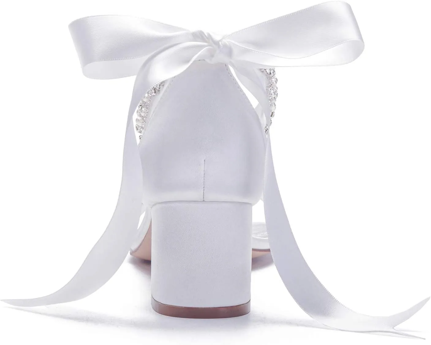 Women's Open Toe Block Low Heel Pearl Satin Chunky Pumps Ankle Strap Wedding Dress Shoes Low Heel Prom Party Sandals