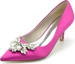 Women's Pointed Toe Rhinestone Wedding Party Evening Dress Sandles Pumps Slip On Closed Toe Bridal Shoes