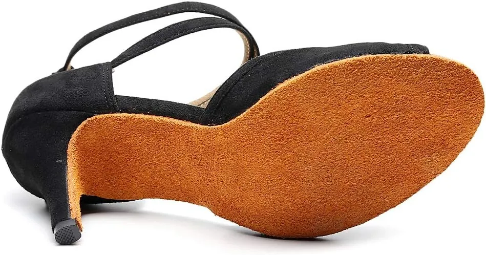 Women's Professional Latin Dance Shoes Satin Salsa Ballroom Wedding Dancing 3.3 inch Heel Height