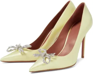 Women's Satin High Heels,Pointed-Toe Pumps with Crystal Accent,Slip-On Stiletto Heels for Parties and Wedding