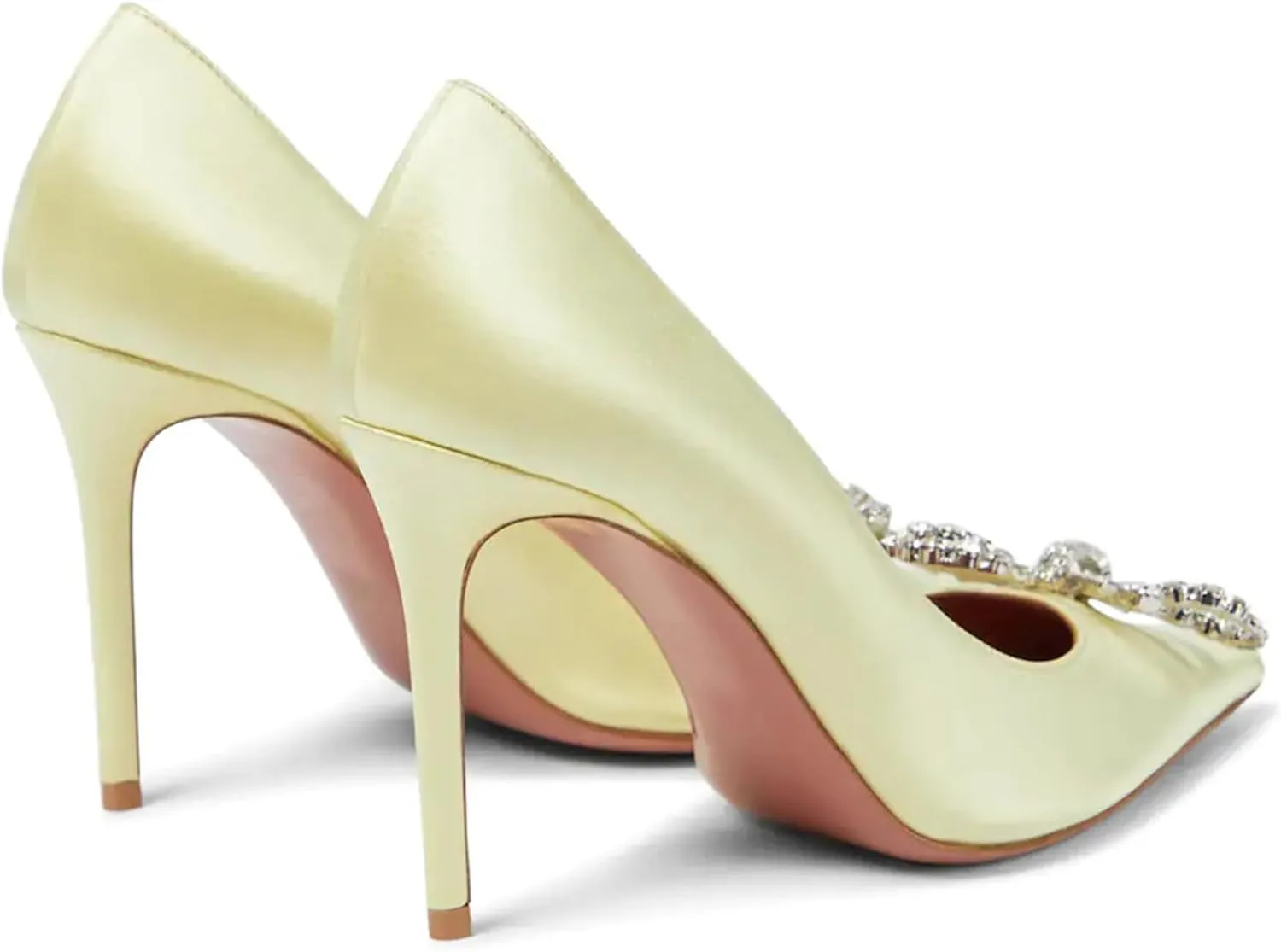 Women's Satin High Heels,Pointed-Toe Pumps with Crystal Accent,Slip-On Stiletto Heels for Parties and Wedding