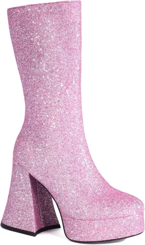 Women's Sexy Chunky Glitter Ankle Boots, Side Zipper High Heel Sparkly Sequin Platform Booties, Shiny Bling Fashion Dress Combat Boot