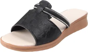 Women's Soft Wedge Soled Sandal Summer Simple Dark Print Fish Mouth Slope Heel Large Size Arch Adjustable Sandals