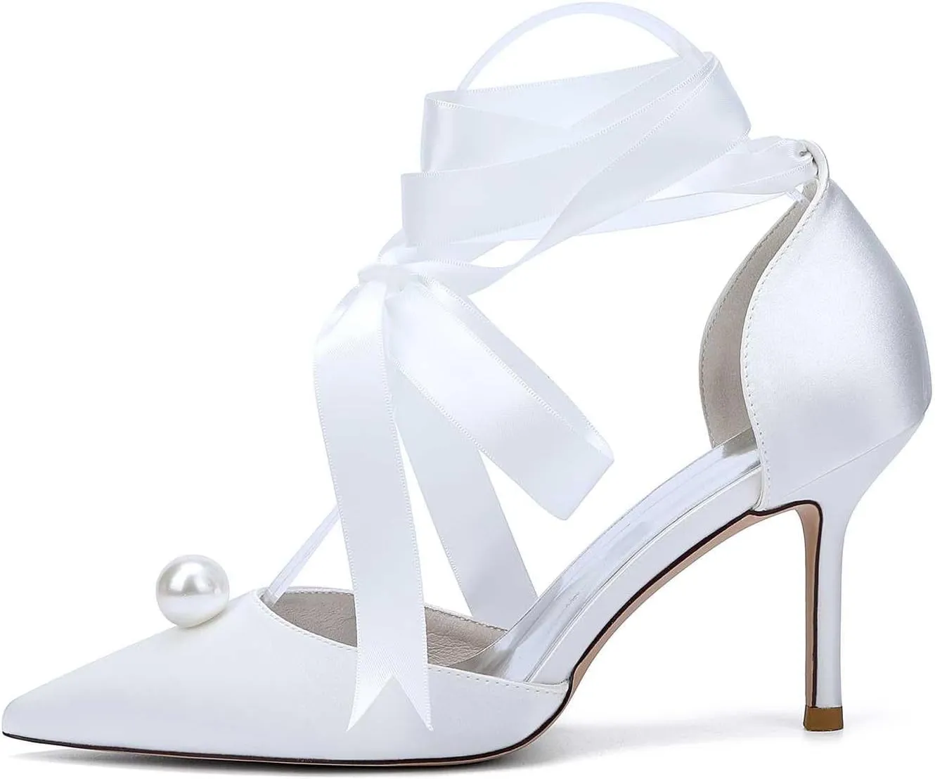 Womens Strappy Heeled Sandals 3.34 Inches Kitten Heels Pointed Toe High Heel Buckle Dressy Shoes for Party Work Casual