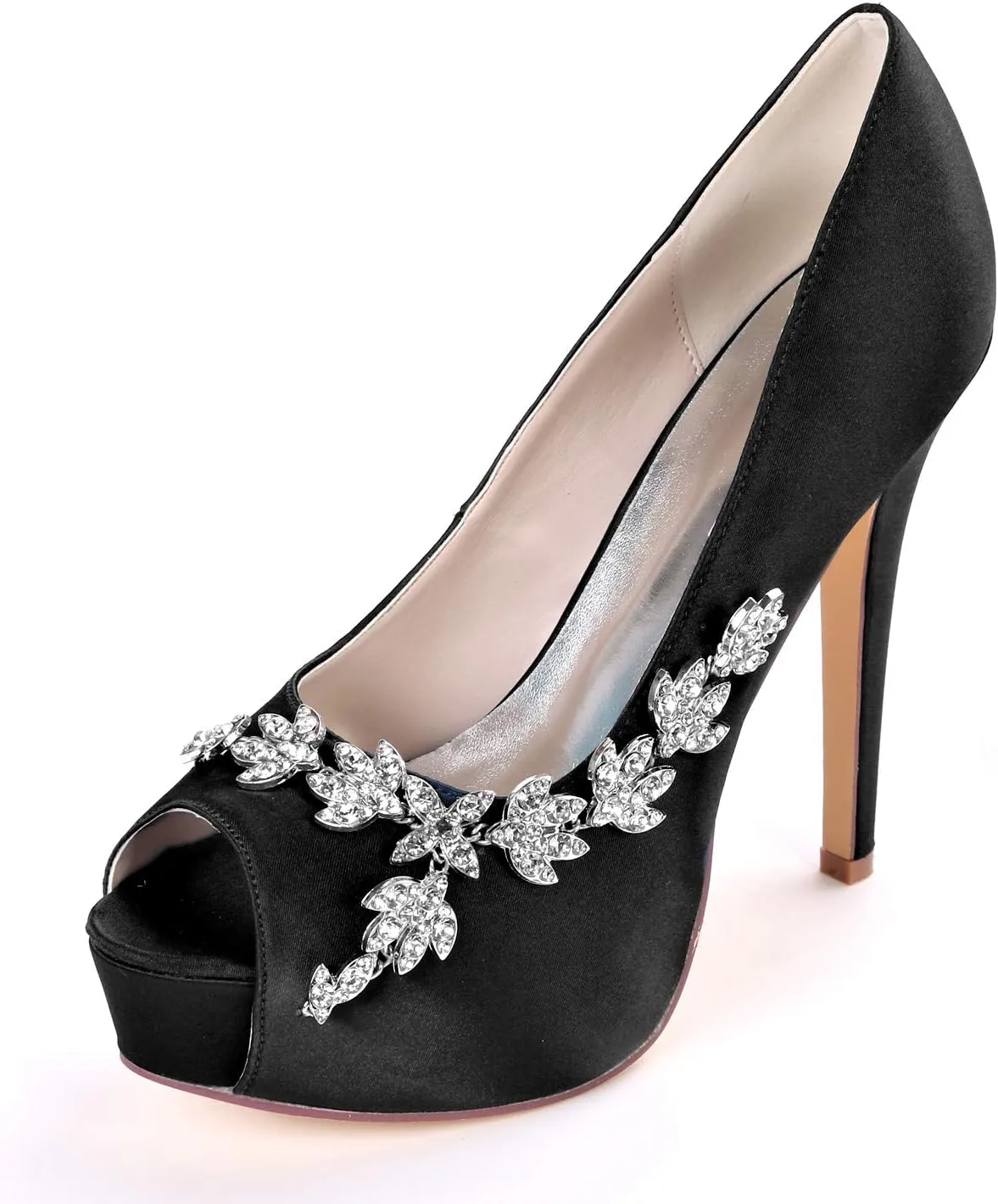 Women's Wedding Shoes for Bride High Heels Peep Toe Bridal Shoes Crystal Party Pumps Sandals