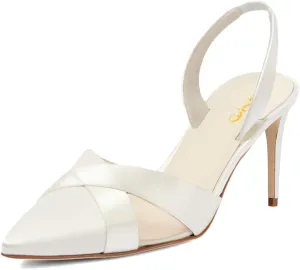 XYD Women Graceful Satin Pointed Toe Pumps Stiletto Heel Sandals Slingbacks High Heels Dress Evening Shoes