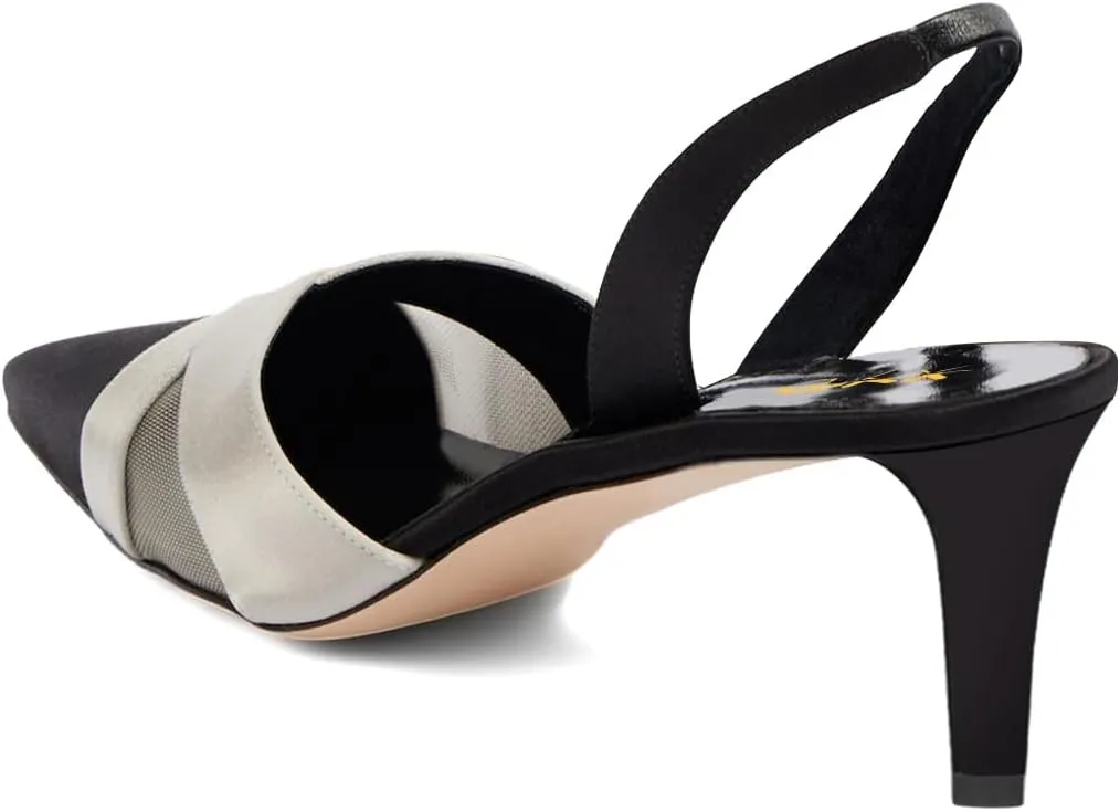 XYD Women Graceful Satin Pointed Toe Pumps Stiletto Heel Sandals Slingbacks High Heels Dress Evening Shoes