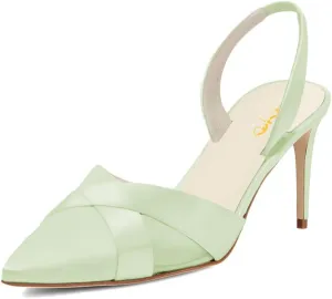 XYD Women Graceful Satin Pointed Toe Pumps Stiletto Heel Sandals Slingbacks High Heels Dress Evening Shoes