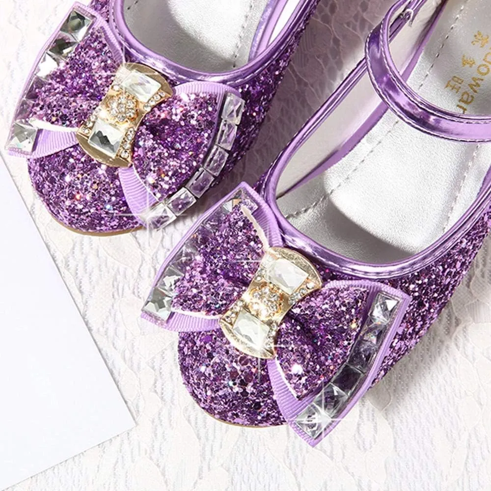 YING LAN Girl's Princess Cosplay Performance Shoes Sequins Wedding Party Dress Shoes Low Heeled Mary Jane