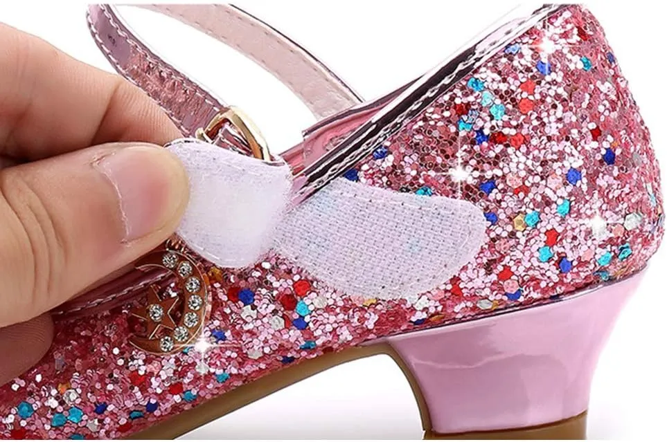 YING LAN Girl's Princess Cosplay Performance Shoes Sequins Wedding Party Dress Shoes Low Heeled Mary Jane